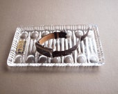 UNisex dresser tray op art dresser tray serving dish Beyer lead crystal West - German Bleikristall crystal dish gift for him bubble pattern