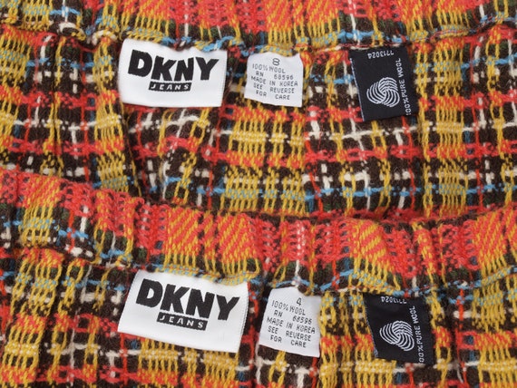 DKNY wrap skirt vintage 90's plaid wool skirt ora… - image 9