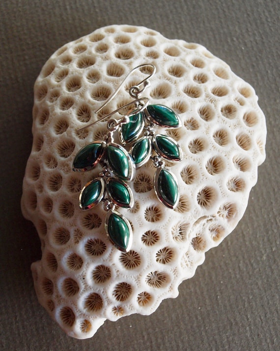 Malachite & sterling jewelry earrings and/or clust