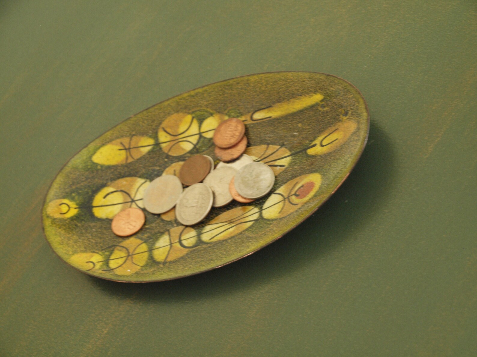 MCM abstract dresser tray enamel on copper tray oval vanity Etsy