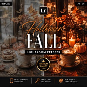 Halloween Fall Lightroom Presets | Autumn Mobile Presets | Pumpkin Season Photo Filters | Cozy Fall Lightroom Presets | Halloween Photo Edit