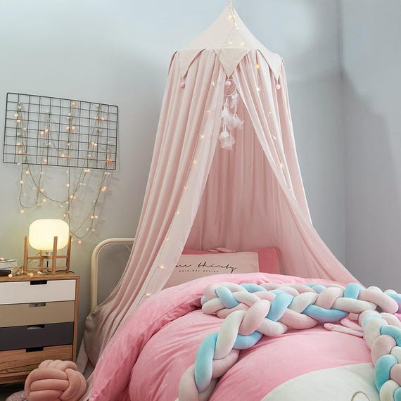 Cotton Muslin Bed Canopy | Large Hanging Crib Baldachin for Nursery Kids room