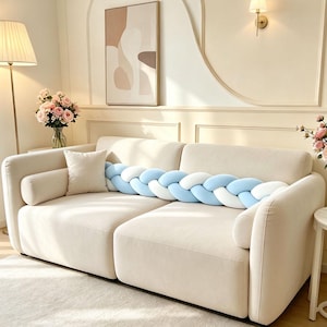 Almohada trenzada a mano, cojín de felpa con nudos, barrera contra corrientes de aire, decoración para habitación infantil.