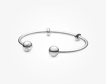 Pulsera abierta de plata Moments, pulsera personalizada para mujeres y niñas, compatible con Pandora.