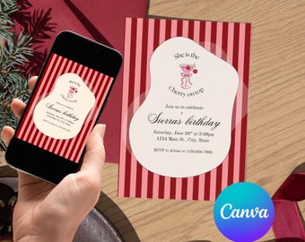 Cherry on top birthday invitation