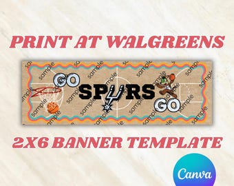 Spurs Basketball Banner Template (2x6 ft Digital Download)