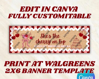 Cherry on top Banner Template (2x6 ft Digital Download)