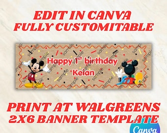 Mickey Mouse Banner Template (2x6 ft Digital Download)