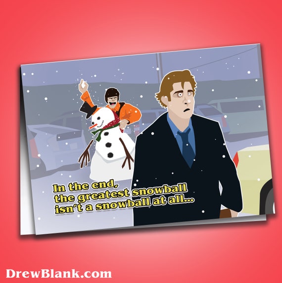 The Office Snowball Fight Holiday Greeting Card Jim & Dwight Etsy
