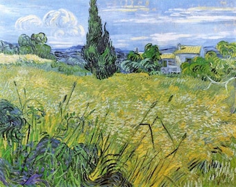 Hand Painted Wheat Field Oil Painting | Van Gogh Cypress Landscape Wall Art
