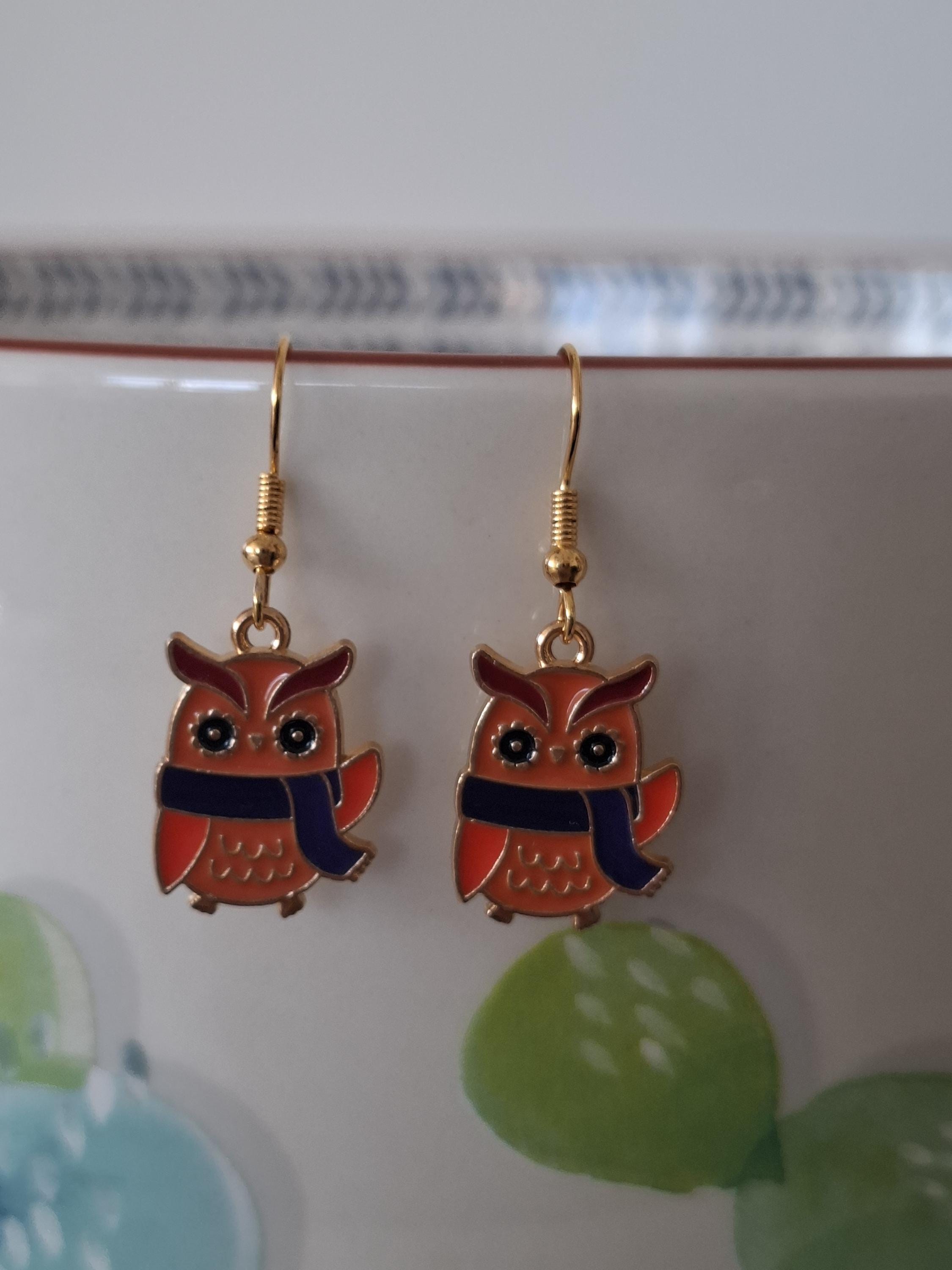 Autumn Owl dangle drop earrings