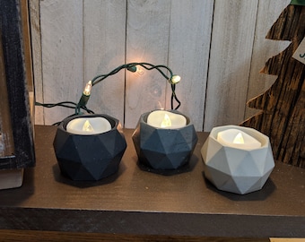 Hand Poured Concrete Votive Tea Light with Battery LED Votive