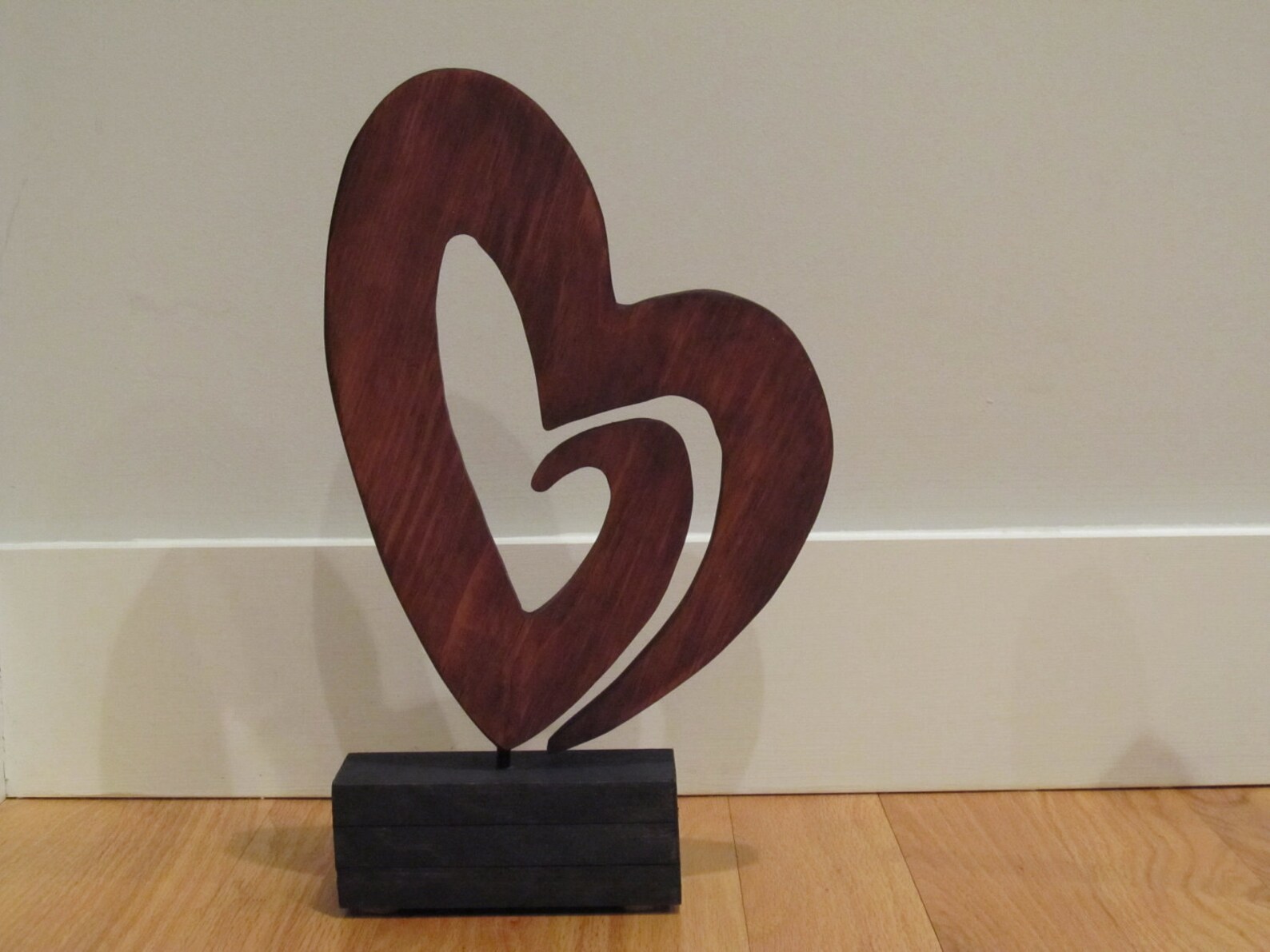 Floating Heart Shaped Wood Sculpture Hand Crafted Etsy