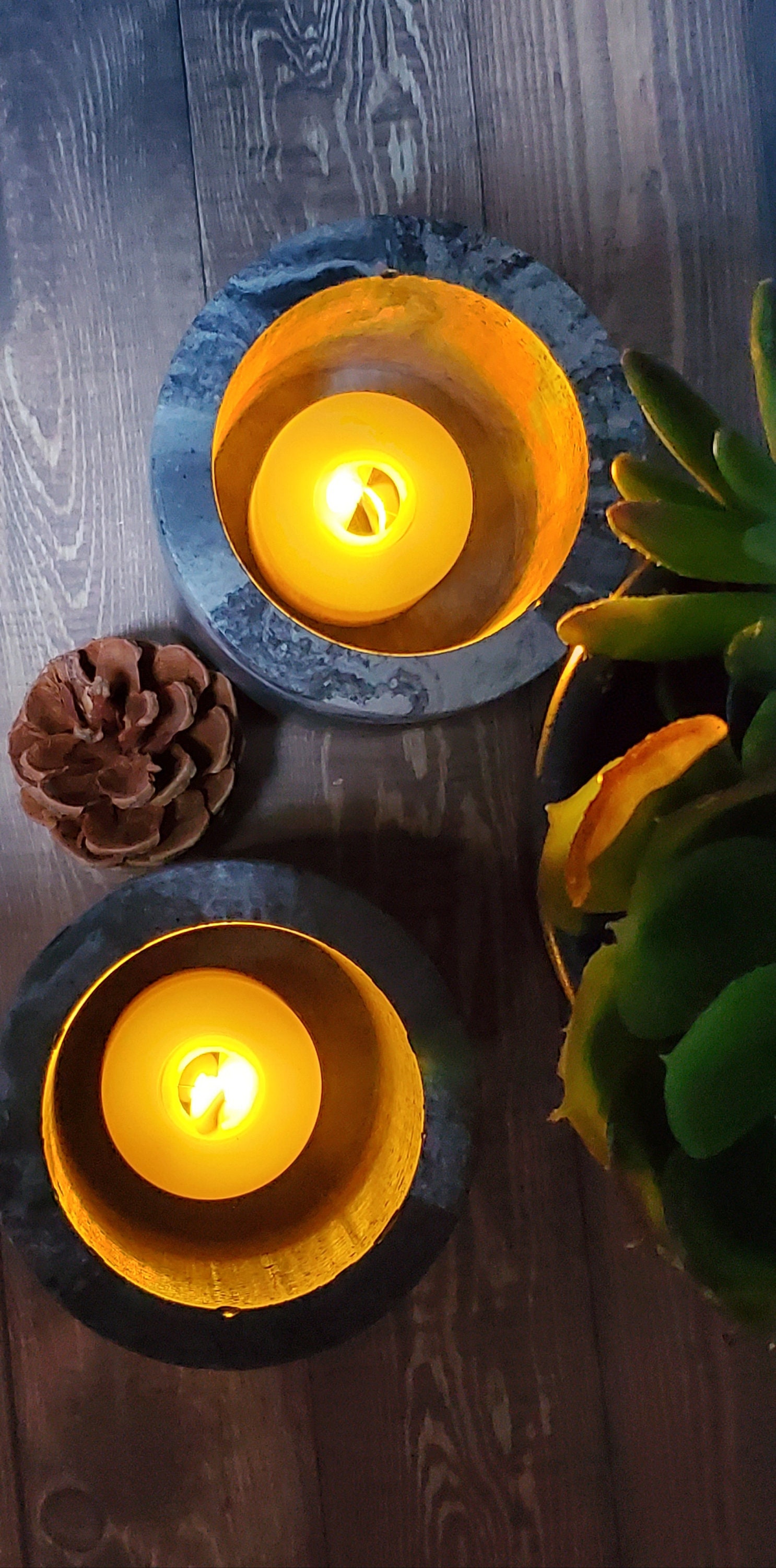 Hand Poured Concrete Votive Candle With Battery LED Votive Etsy