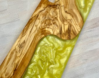 Double Sided Imported Olive Wood w/ Tuscan Sunset Swirl Charcuterie.