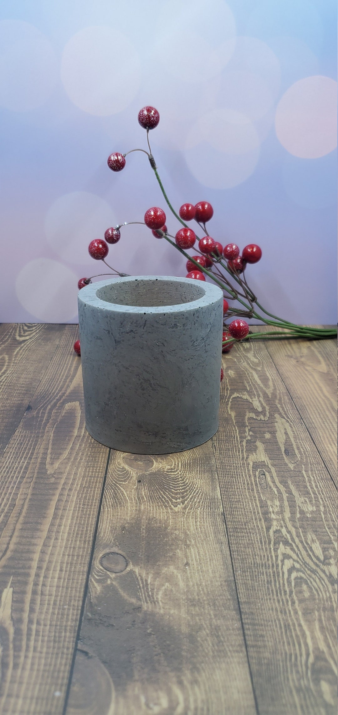 Hand Poured Concrete Votive Candle With Battery LED Votive Etsy