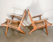 Rare Hans Wegner CH-27 Oak and Cane Chairs