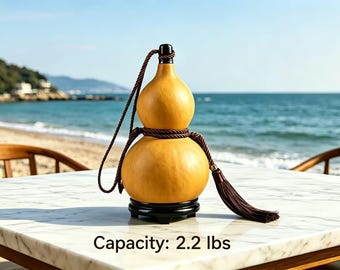 Petaca de vino de calabaza natural hecha a mano, recipiente tradicional portátil para licores.