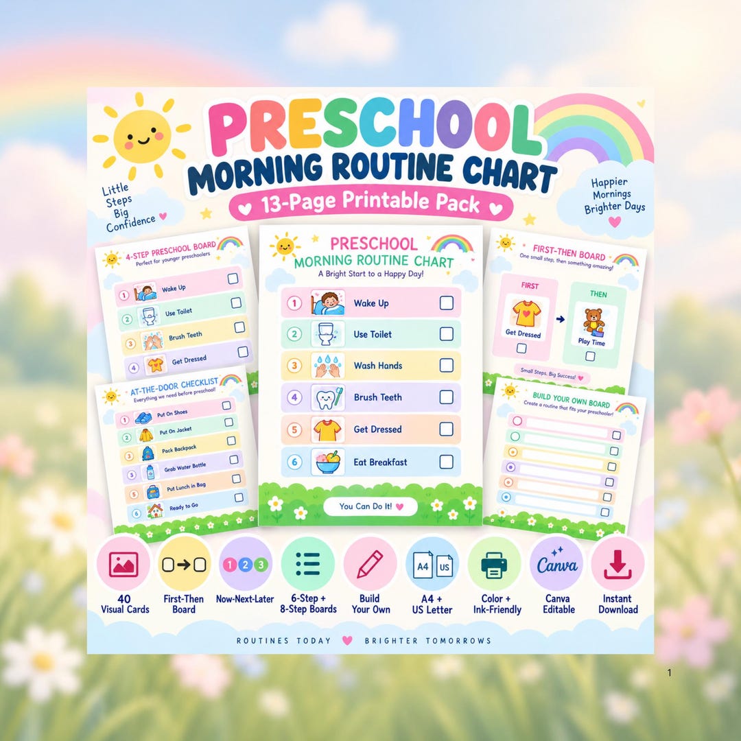 Tableau de routine matinale pour enfants d'âge préscolaire, emploi du ...