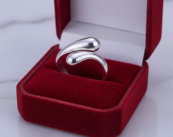 925 Sterling Silver Filled Adjustable Minimalist Ring Teardrop Thumb Finger Band Ring Jewelry Gift