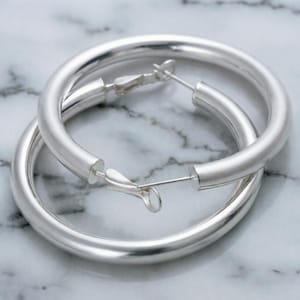 925 Sterling Silver Filled Classic Big Tube Thick Hoop Earrings 5cm bild 2