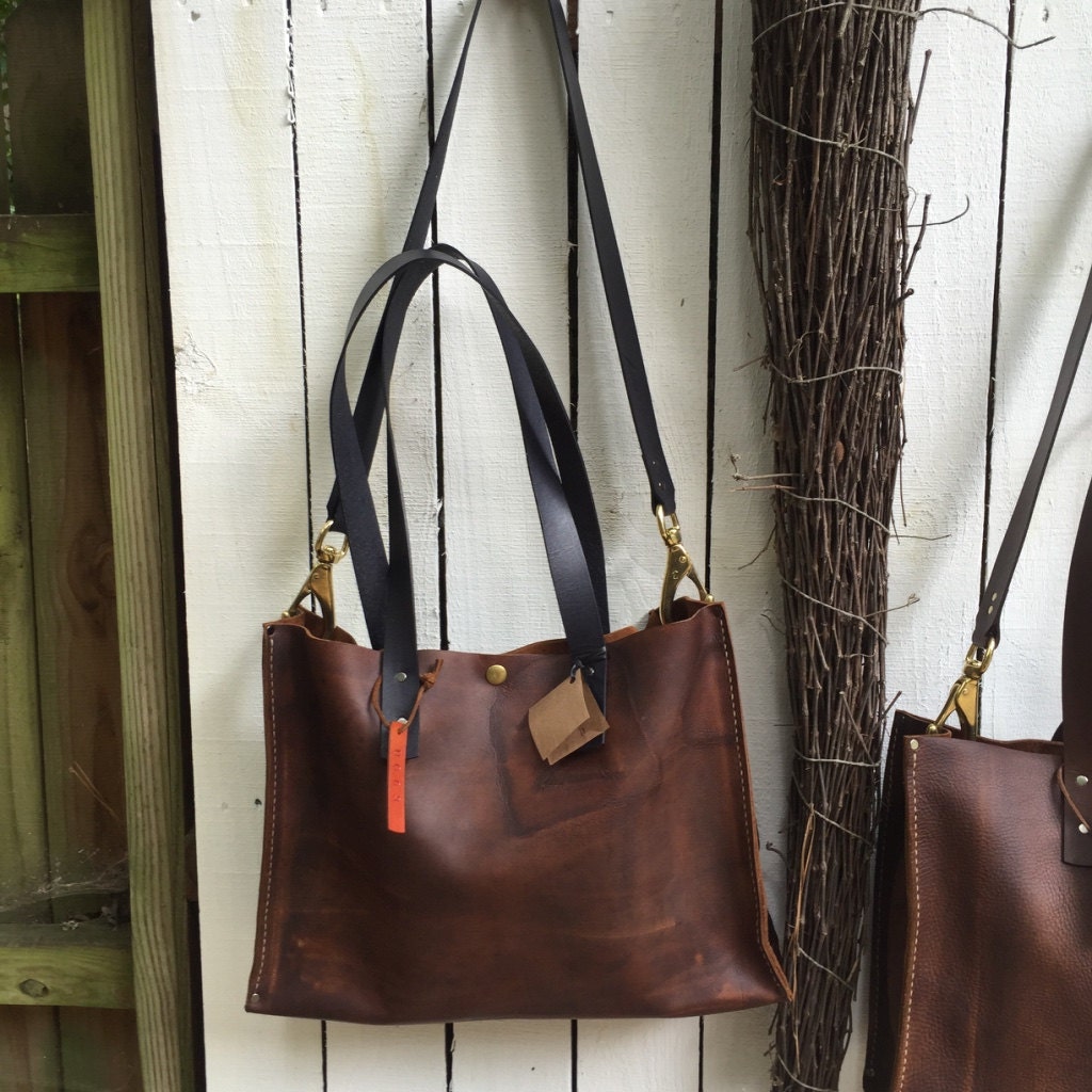 Distressed Leather Tote Leather Tote With Carry Strap Large - Etsy