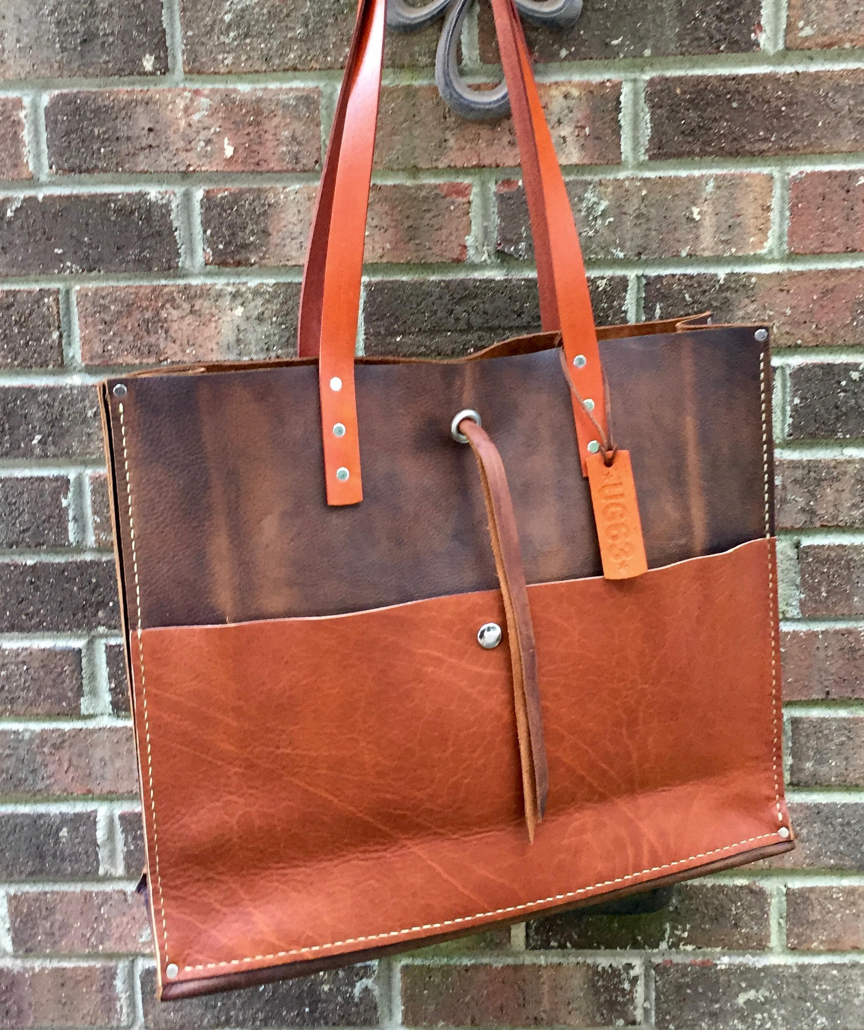 Mixed Leather Tote Large Leather Tote Handmade Leather Tote Etsy