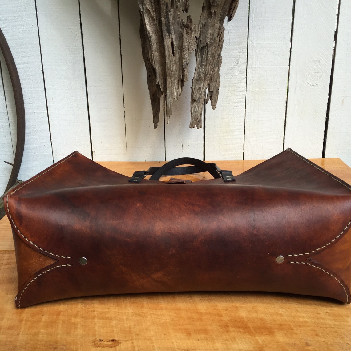 Leather Tote Oak Saddle Tote Leather Handbag Hobo Bag Etsy