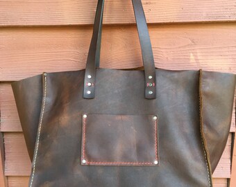 Extra Large Leather Tote* Big Leather Tote* XXX Large Leather Bag* Giant Leather Tote* NC Custom Leather* Handmade