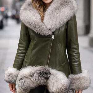 olive green green bomber jacket fur collar