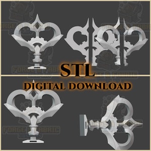 May include: A collection of four grey, stylized, heart-shaped key designs with gear-like details. The image features the text STL and DIGITAL DOWNLOAD in the center, presented against a dark grey background with faint repeating logo watermarks.