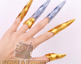 Artigli per armatura da dito stampati in 3D, stile cavaliere medievale gotico, anelli con unghie affilate per cosplay, costume fantasy, festa di Halloween, accessori di gioielleria