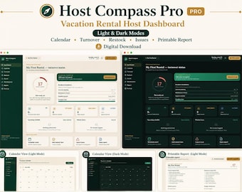 Airbnb Host Checklist, Vacation Rental Turnover Planner, Guest Ready Cleaning Organizer, Interactive Planner