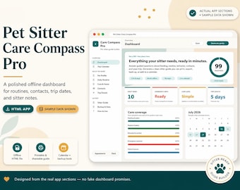 Pet Sitter Care Compass Pro | Browser-Based Pet Sitter Instructions, Trip Calendar, Emergency Contacts, Care Guide