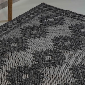 Handwoven Floral Wool Rug: Chunky Wool Loop Rug, Hand Tufted Jute Area Rug, Soft Modern Carpet, Cottagecore Living Room, Cable Knit Rug