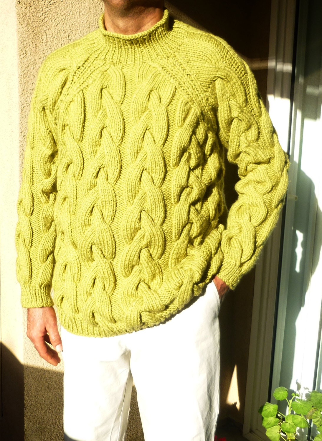 Chunky Cable Knit sweater for him Men knit sweater heavy
