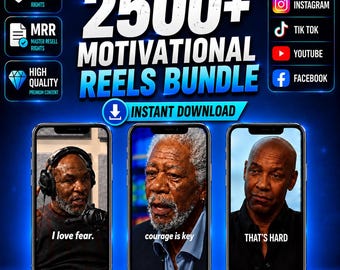2500+ Motivational Reels Bundle | Business Motivation Videos | TikTok, Instagram Reels & YouTube Shorts | PLR MRR | Digital Download