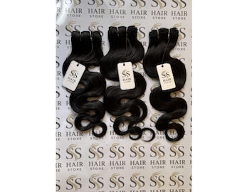 Raw Indian  Body Wave Hair Bundles – Natural Black, Single Donor Extensions , Human hair - 3 bundles