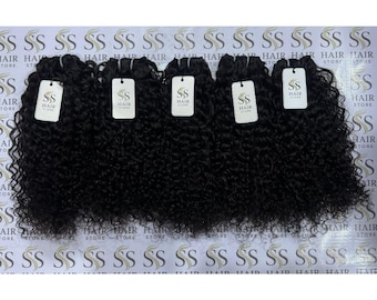 Kinky Curly Unprocessed Indian Human Hair Bundles | 100% Remy Hair Extensions | Natural Black Curly  | Unprocessed  Weft Bundle Human Hair
