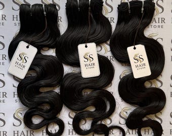 Raw Indian Temple Remy Body Wave Hair Bundles – Natural Black, Single Donor Extensions