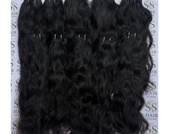 Natural Wavy Indian Remy Hair Bundles | Virgin Black Human Hair Extensions