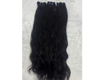 Raw Indian Wavy Hair Bundle - Unprocessed hair , Natural Black Human Hair Extensions - 300 gm