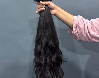 Raw Unprocessed Indian Human Hair Extensions – Natural Wavy , Virgin Hair , Sew-in Hair -3 Bundles