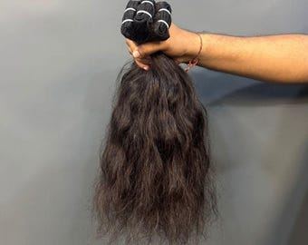 Natural Wavy Human Hair Weft Extension | Salon & DIY Hair Extensions  | Virgin Remy hair