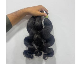 Raw Bulk Bodywave Braiding Hair Extensions - Natural black , body wave , human hair - 300 gm
