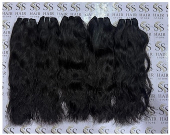 Virgin Indian Human Hair Bundles | Natural Wavy Remy Weft Extensions For Wigs
