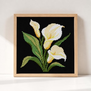 Calla Lily Cross Stitch Pattern, White Flower Embroidery Chart, Floral Counted Cross Stitch PDF, Botanical Pattern