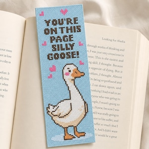 Silly Goose Cross Stitch Bookmark Pattern, Funny Reading PDF, Mini Counted Chart for Book Lovers