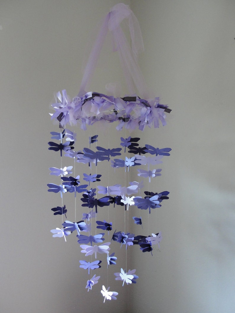 Purple Chandelier Dragonfly Crib Mobile Etsy