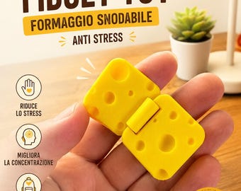 Juguete antiestrés con forma de queso: juguete sensorial de escritorio, juguete antiestrés impreso en 3D, juguete para aliviar la ansiedad y el TDAH, lindo accesorio de oficina.
